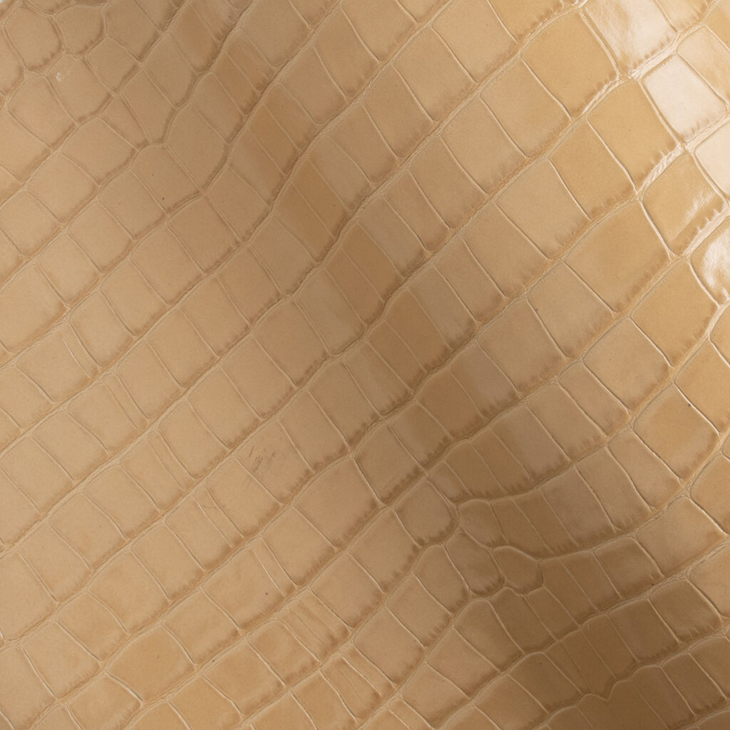 Beige Crocodile Fashion Leather