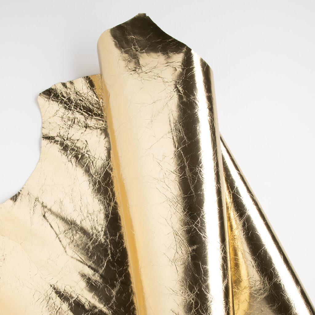 Crushed Metallic Light Gold Fashion Leather - Image 2